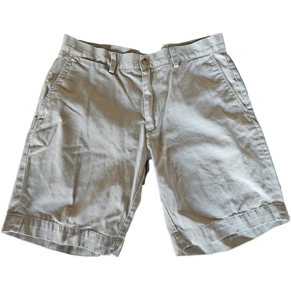 Polo Ralph Lauren Khaki Flat Front Classic Fit Shorts 9” Inseam Mens Size 33
